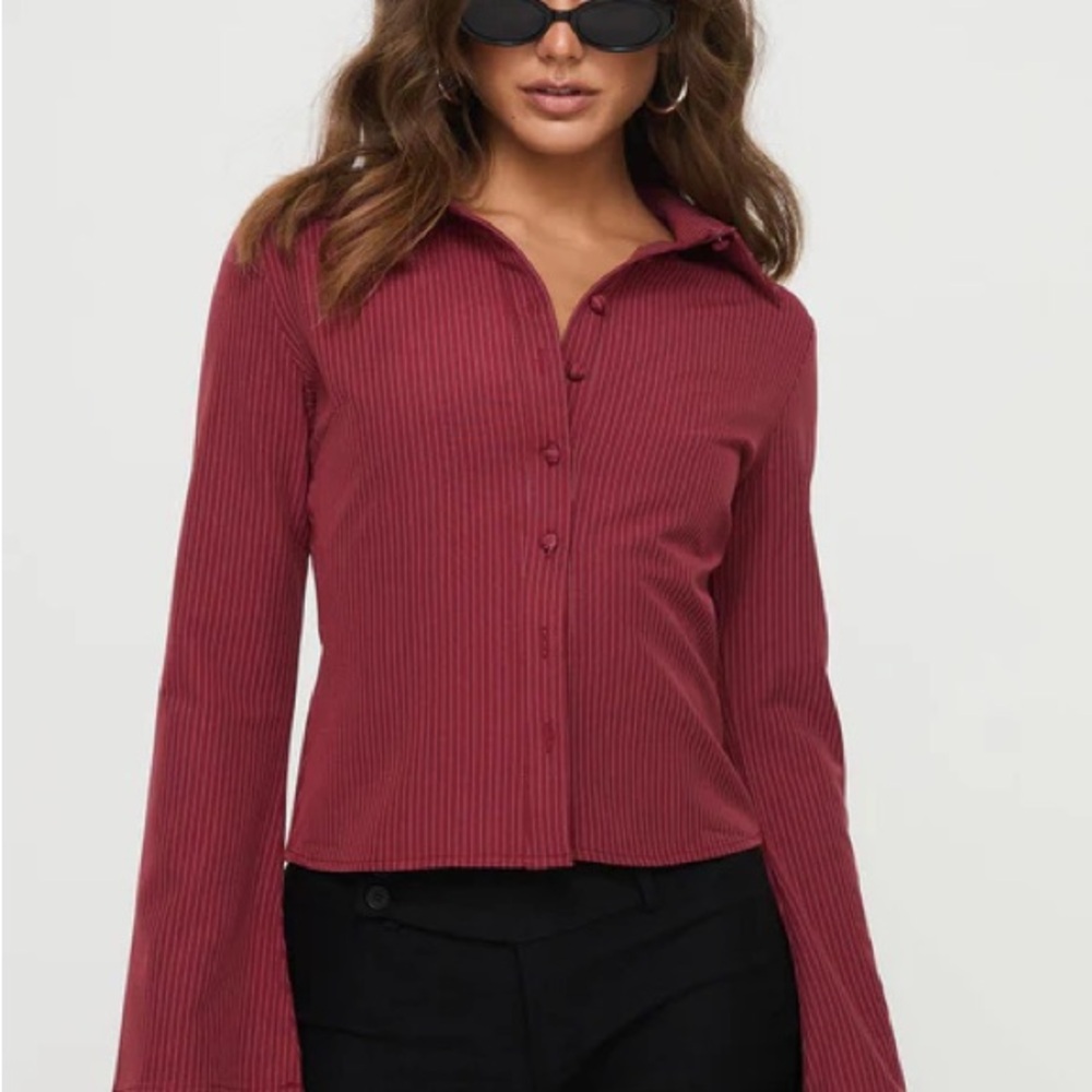 Princess Polly Maroon Button-Down Shirt